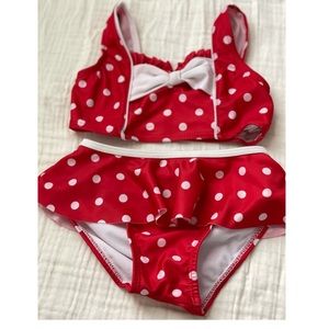Gently Used Girls Red/White Polka Dot Bathing Suit